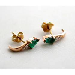 Christian Gouden oorbellen met smaragd en zirkonia