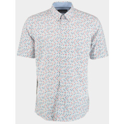 Bos Bright Blue R.b. boston casual hemd korte mouw regular fit grafische print 516670/307
