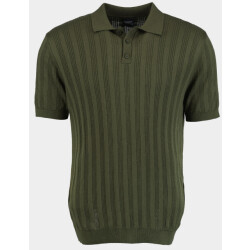 Bos Bright Blue Polo korte mouw met ingebreid motief 316/8144