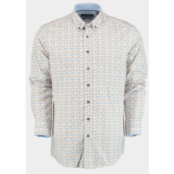 Bos Bright Blue R.b. boston casual hemd lange mouw regular fit cotton 427670/606