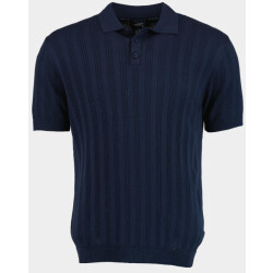 Bos Bright Blue Polo korte mouw met ingebreid motief 316/3527