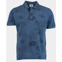 Bos Bright Blue Polo korte mouw polo print 2822425/215 denim