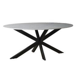 Livingfurn eetkamertafel marble oval spider white 180x90x75 marmer