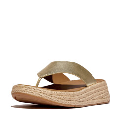 FitFlop F-mode espadrille leather flatform t/post sandals