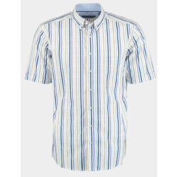 Bos Bright Blue R.b. boston casual hemd korte mouw regular fit color streep 516670/827