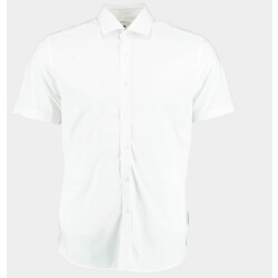 Bos Bright Blue Casual hemd lange mouw tecnical shirt lm 42570025a/100 white