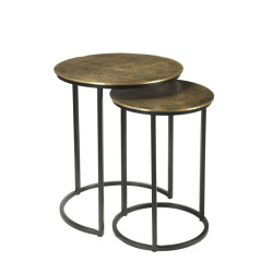 Livingfurn cast iron beau gold 70x70x43 cm metaal set van 2