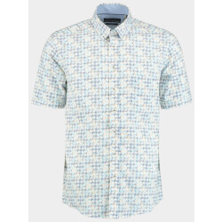 Bos Bright Blue R.b. boston casual hemd korte mouw regular fit met streep 516670/229