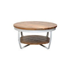 Livingfurn salontafel mark white 65x65x33 cm mangohout