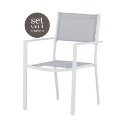 Nest Outdoor Narda aluminium tuinstoel licht met armleuningen set van 4