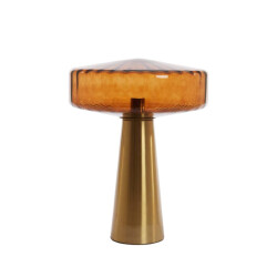 Light & Living Tafellamp glas +goud pleat Ø 40 x 53cm