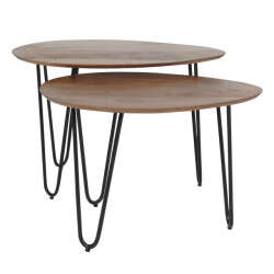 Home67 Salontafel fabio mangohout set van 2
