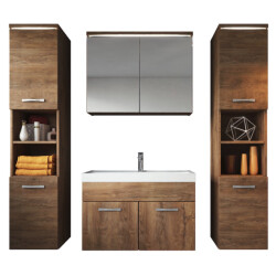 Badplaats Badkamermeubel set paso xl 80 x 40 cm bruin eiken badmeubel met