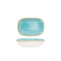 Bonna Serveerschaal aqua porselein 12x8.5 cm set van 2