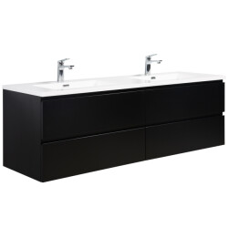 Badplaats Badkamermeubel set angela 160cm mat zwart badmeubel met wastafel