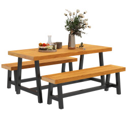 4goodz Tuintafelset voor 4 personen met houten tafelblad /bruin