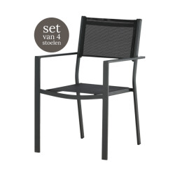 Nest Outdoor Narda aluminium tuinstoel met armleuningen set van 4