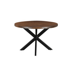 Livingfurn eetkamertafel jesper round brown 120cm mangohout / gecoat staal