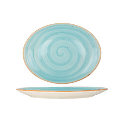 Bonna Serveerschaal aqua porselein 31x24 cm set van 2