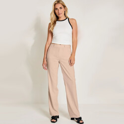 Para Mi Broek hannah flowy linen almond