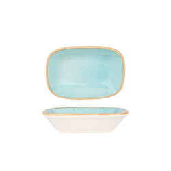 Bonna Serveerschaal aqua porselein 14x10 cm set van 2