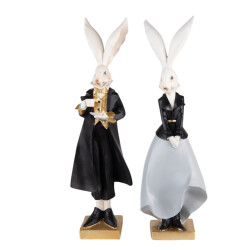 Clayre & Eef Beeld konijn 14x12x47 / 14x12x47 cm grijs polyresin