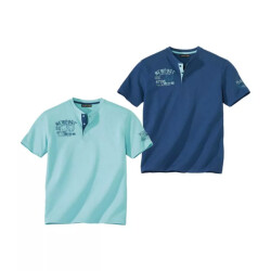 Atlas For Men Heren henley t-shirt (set van 2)