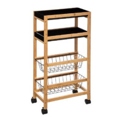 5Five 4goodz bamboe keukentrolley 4 schappen 40x22x83cm zwart/
