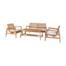 Artichok Tristan houten tuin loungeset naturel 4delig tweezits bank, fauteuils en
