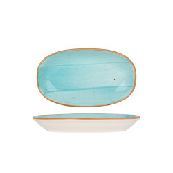 Bonna Serveerschaal aqua porselein 24x14 cm set van 2