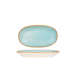Bonna Serveerschaal aqua porselein 19x11 cm set van 2