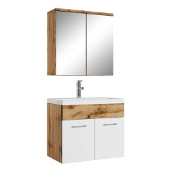 Badplaats Badkamermeubel set montreal 01 60 cm eiken met hooogglans wit -