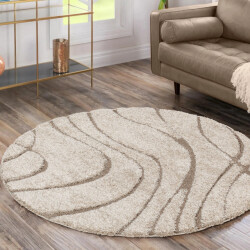 Muratap Luxus shaggy plus hoogpolig vloerkleed skandi design uni effen rond