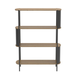 CaliCosy Wandrek met 4 niveaus in houtdecor met zwarte metalen zijkanten h133,5 cm