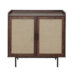 CaliCosy Dressoir met 2 deuren in notenhoutdecor met stoffen fronten l80 cm jetson