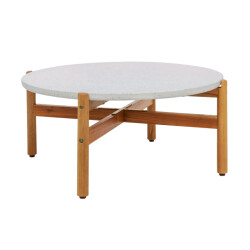 Artichok Teresa houten tuin salontafel naturel met terazzo blad Ø 85 cm