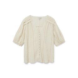 Vero Moda Vmdahlia ss v-neck shirt wvn btq ecru dessin