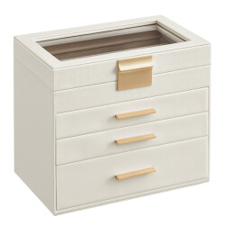 CaliCosy Sieradendoos met 1 glazen compartiment en 3 witte laden