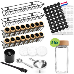Xivada Kruidenrek ophangbaar met 36 kruidenpotjes 240 kruidenlabels