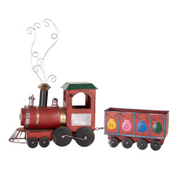 Clayre & Eef Kerstdecoratie beeld locomotief 63x15x38 cm metaal