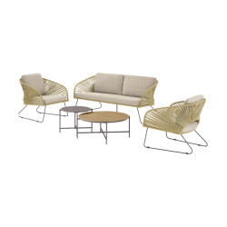 Artichok Mischa tuin loungeset naturel 5delig tweezitsbank, twee fauteuils, twee