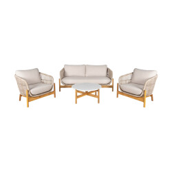 Artichok Teresa houten tuin loungeset 4delig 2 fauteuils, tweezitsbank en een