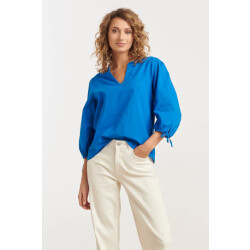 Smashed Lemon 25178 cobalt linnen top met v-hals |