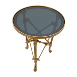 CaliCosy Bijzetwagen van goudkleurig metaal en glas d43 cm pompadour