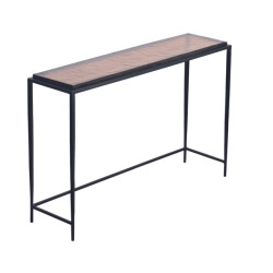 CaliCosy Grote console van gerookt glas en zwart metaal l110 cm igloo