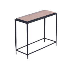 CaliCosy Kleine console van gerookt glas en zwart metaal l80 cm igloo