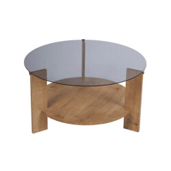 CaliCosy Salontafel met 2 bladen, waarvan één van gerookt gehard glas Ø75 cm clara
