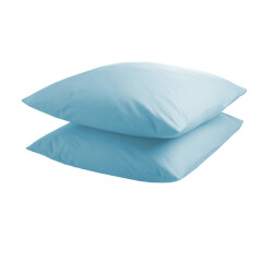 DoubleDry Kussensloop 2 stuks 100% natuurlijk katoen 2x 60x70 licht aqua
