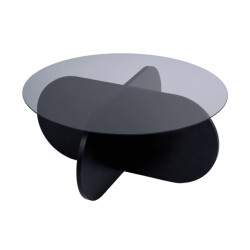 CaliCosy Salontafel met gekruiste poten en blad van gerookt glas Ø75 cm aeris