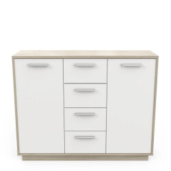 CaliCosy Buffet 2 deuren 4 laden, hout- en witdecor, l113 cm léo